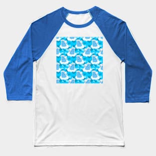 Blue Angel Hippo Floating Hearts Pattern Baseball T-Shirt